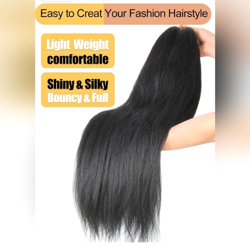 Pre Stretched Braiding Hair / Synthetic Hair Yaki Straight / Pack of Four